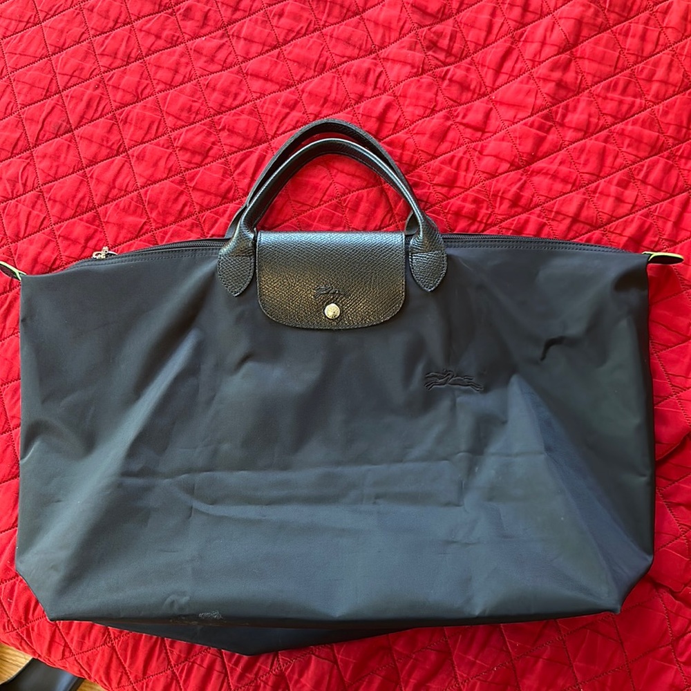 Longchamp Black Nylon Overnight bag